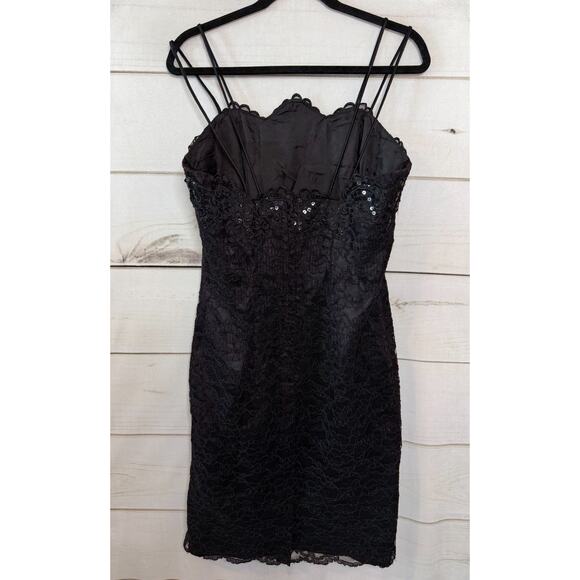 Vintage 90s Scott Mclintok Black Lace Dress Sz 12 Gothic - Picture 2 of 6